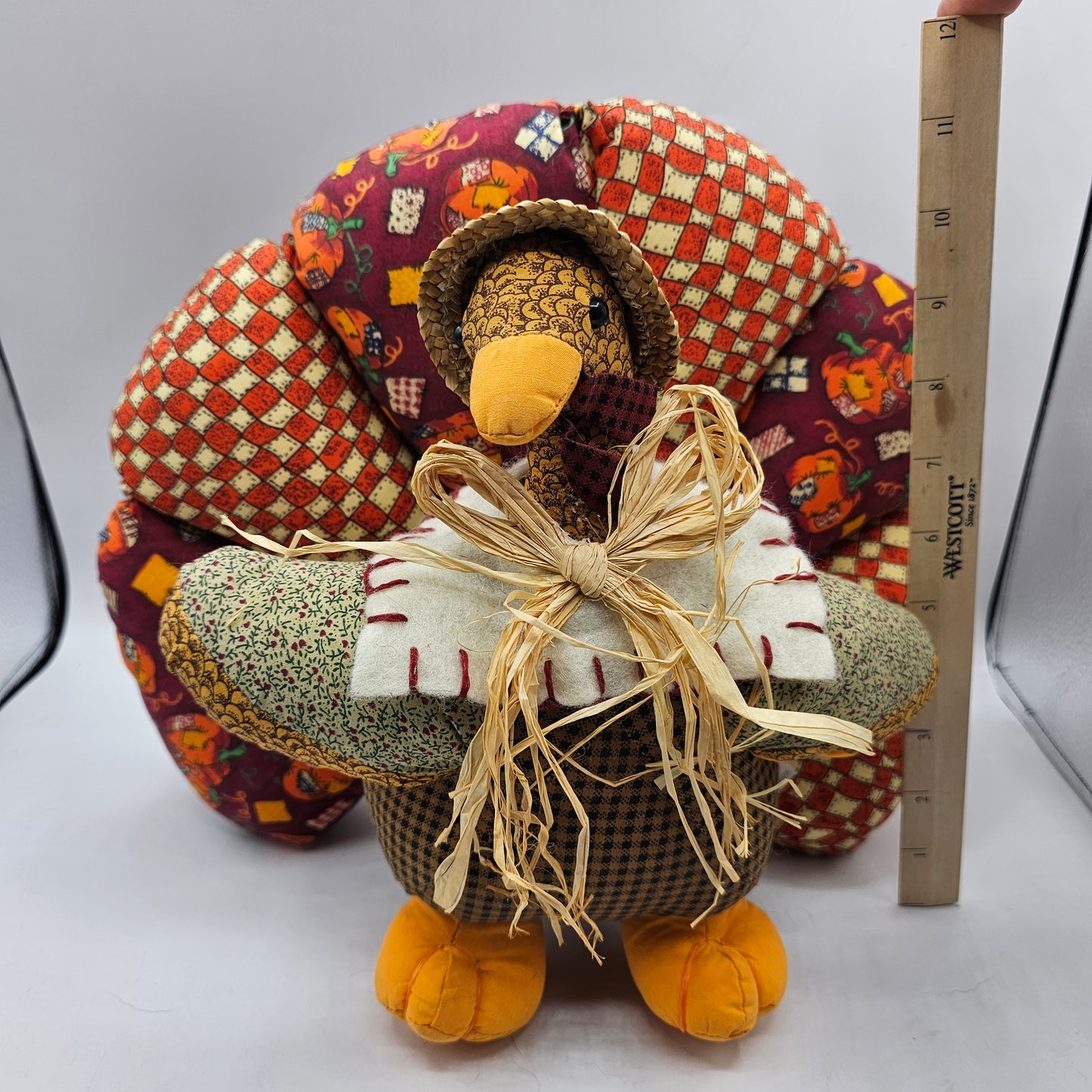 Hand Made Fall Turkey Plush 12"