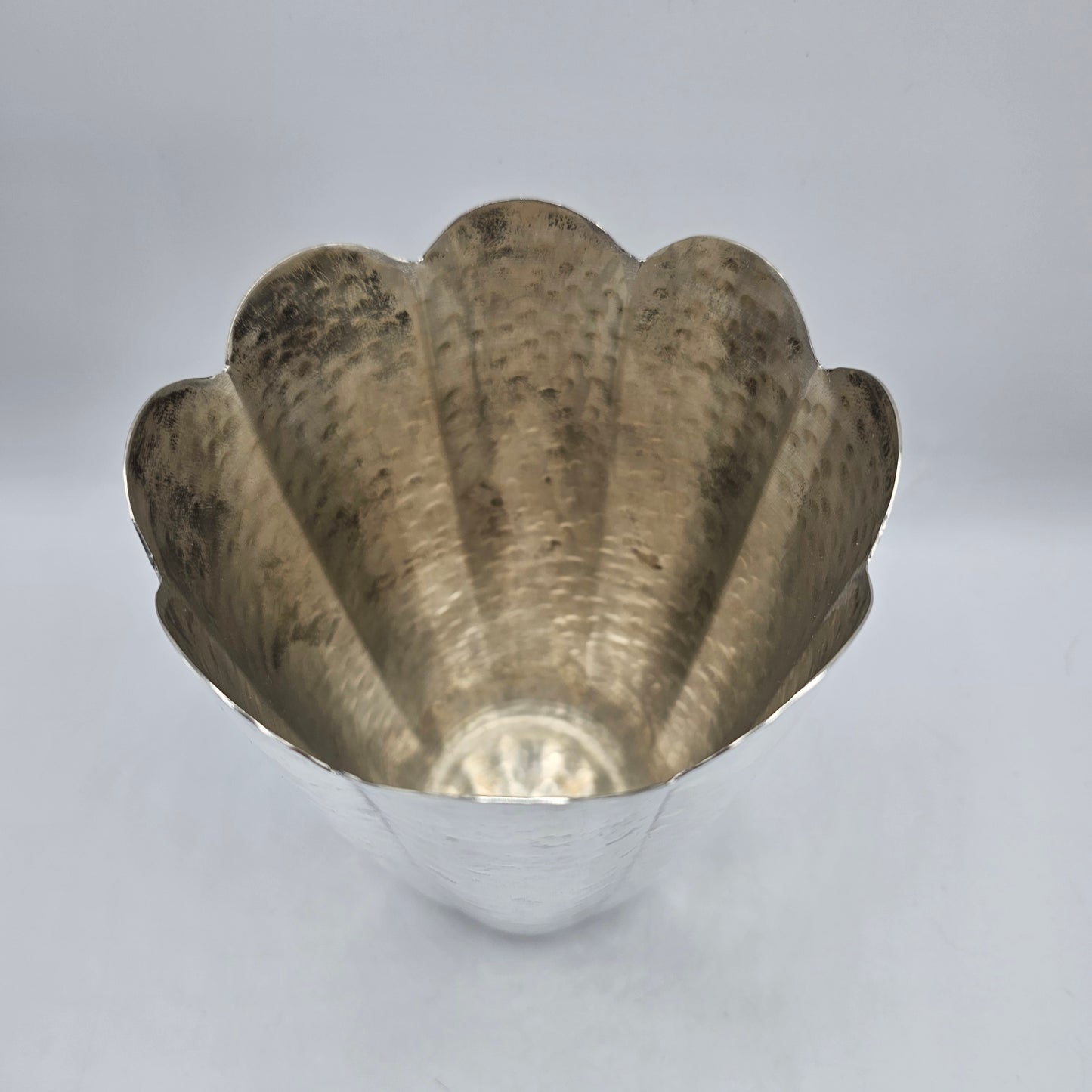 Silver Plated Decorative Vase with Hammered Finish