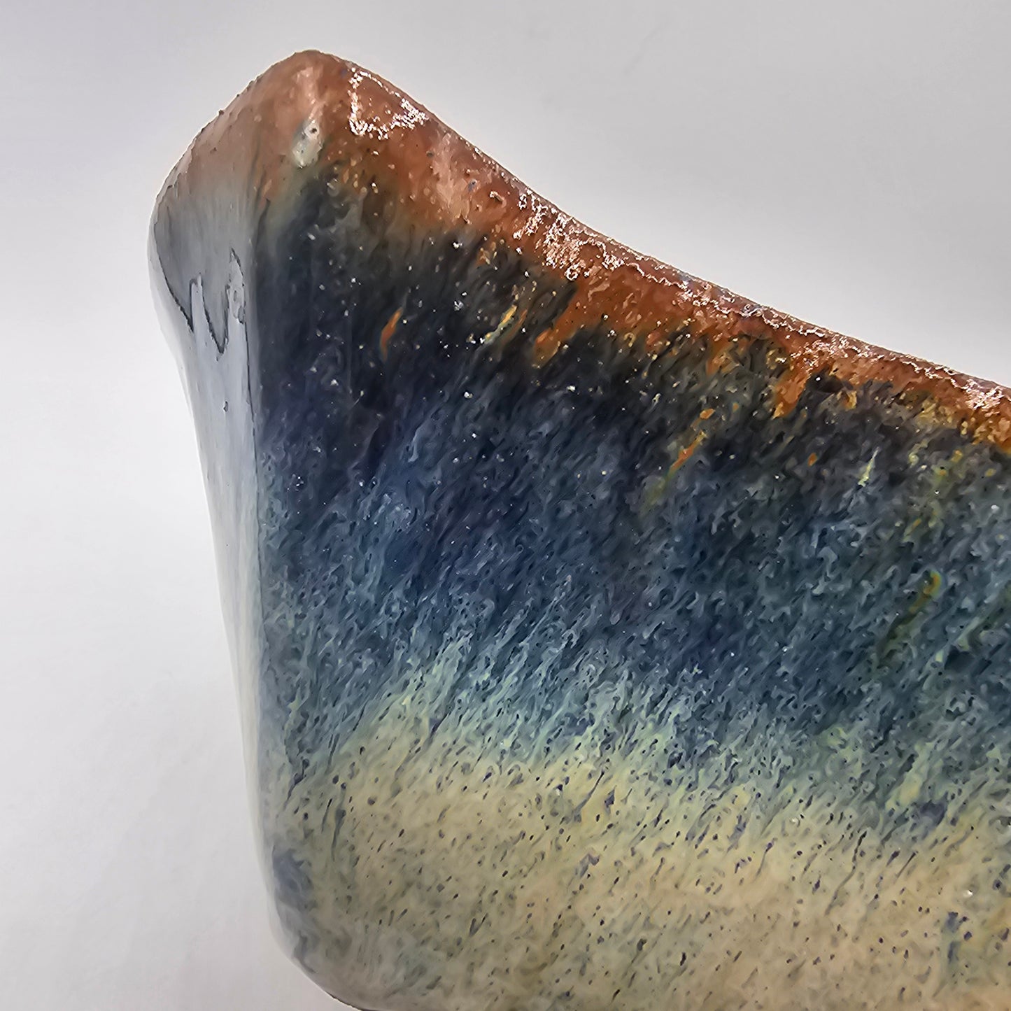 Artisan Pottery Square Fluted Console Bowl