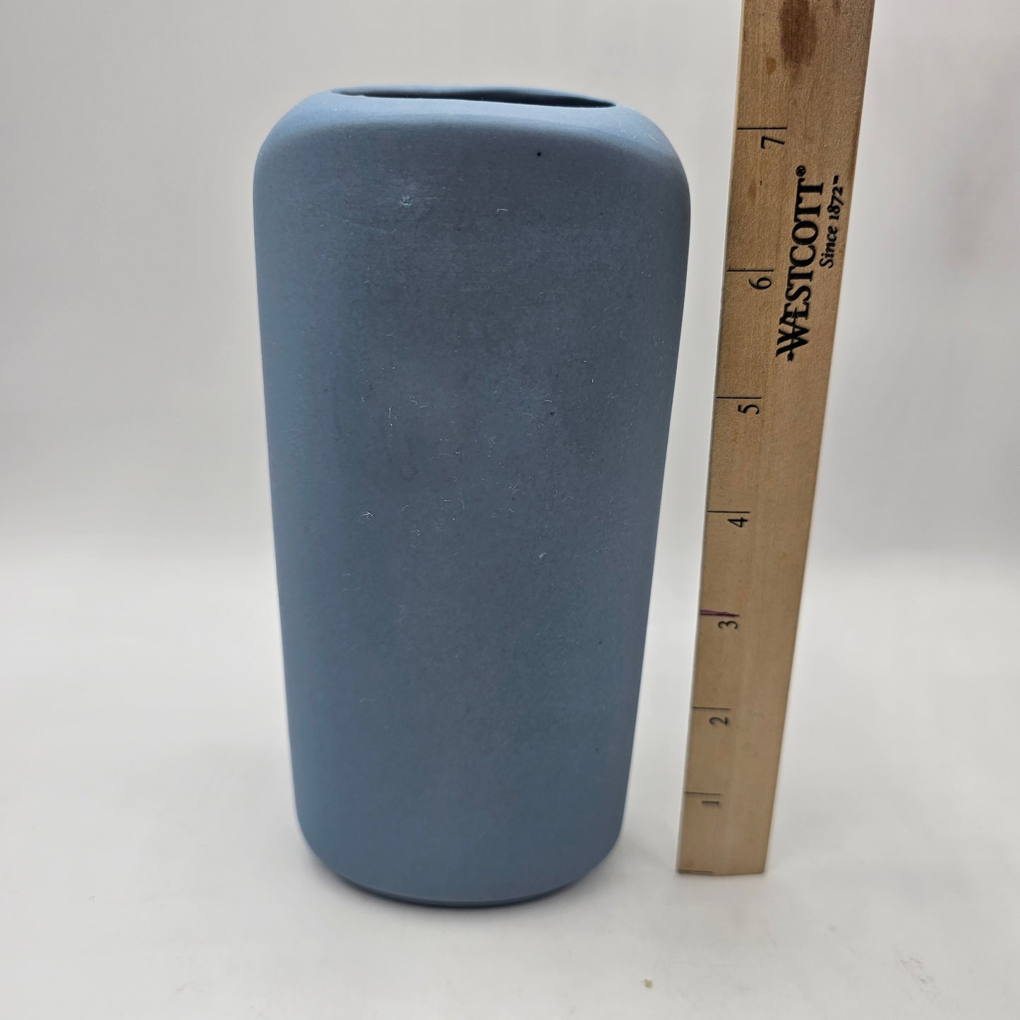 Wedgewood Jasperware Style Oval Blue Vase with Applied White Roses