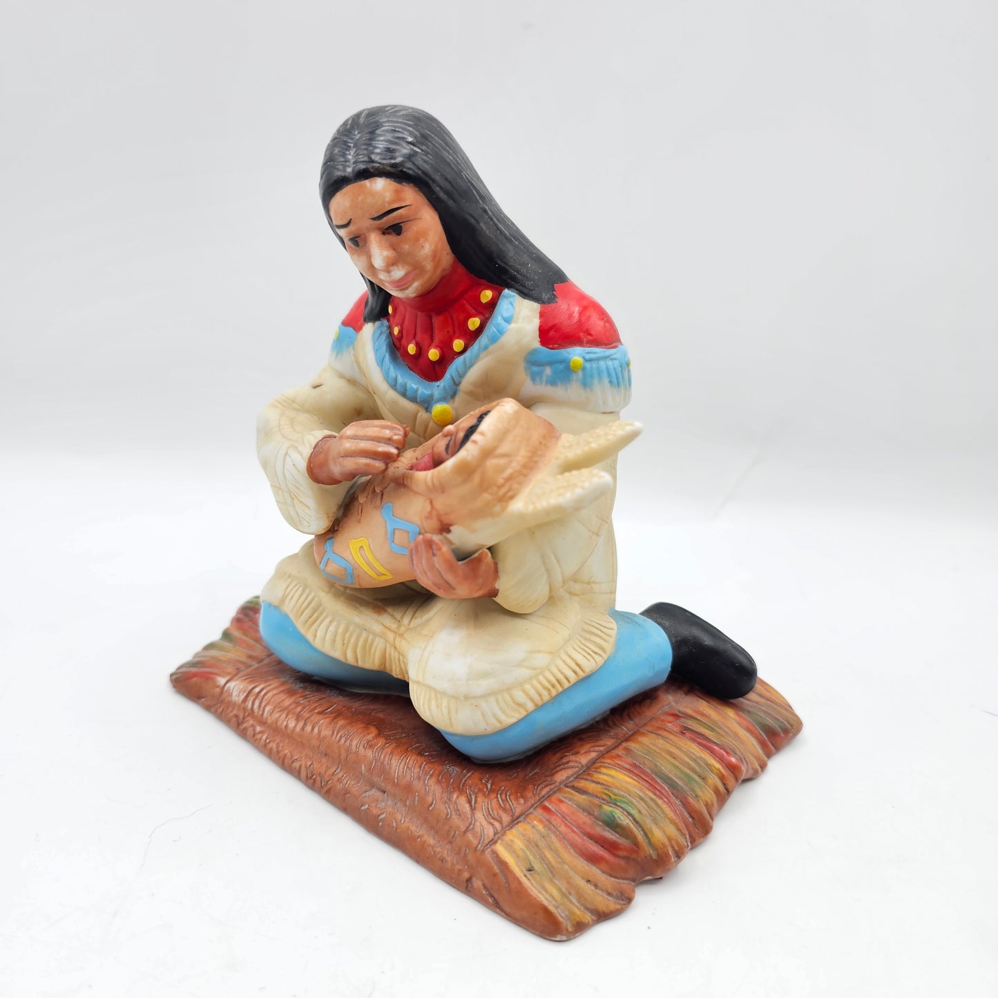 American Heritage Native American Indian Mother and Child Porcelain Figurine - Numbered Limited Edition