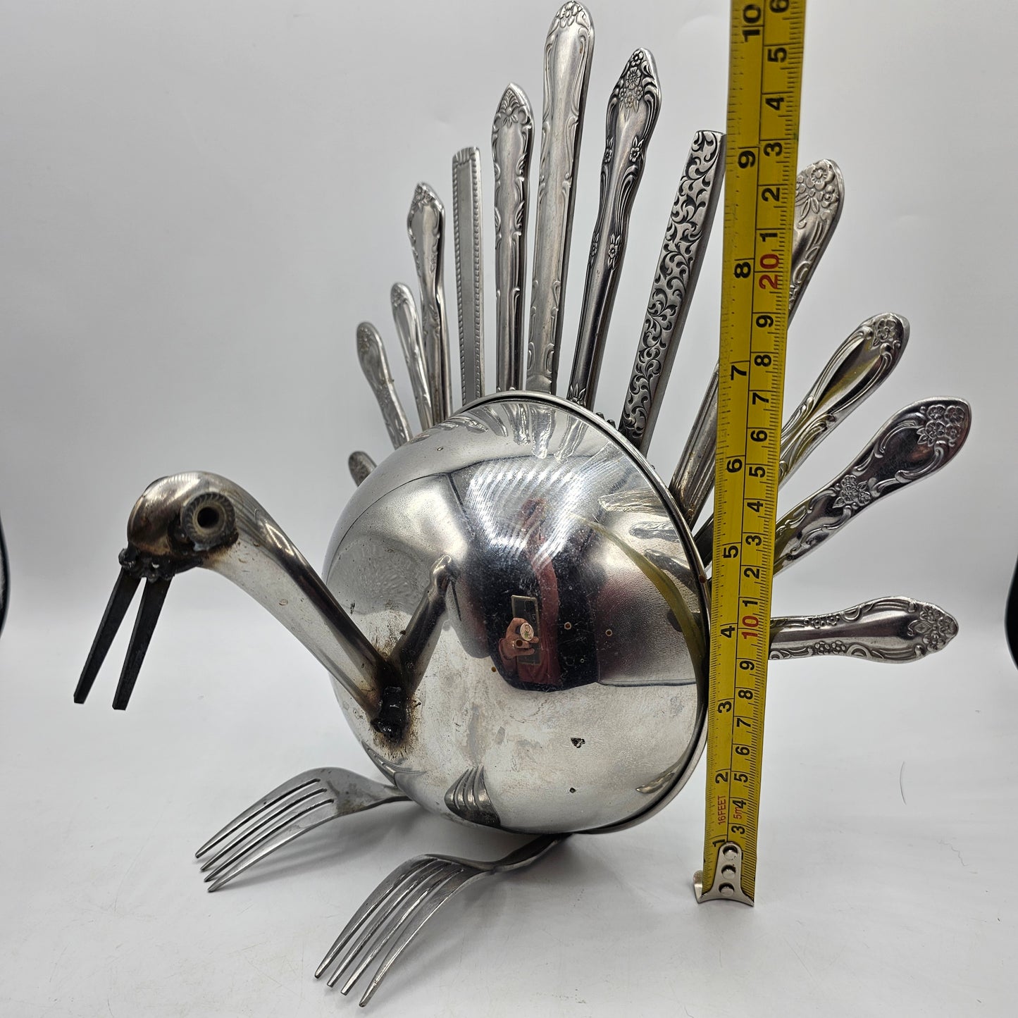 Artisan Metalwork Flatware Turkey Bird Sculpture
