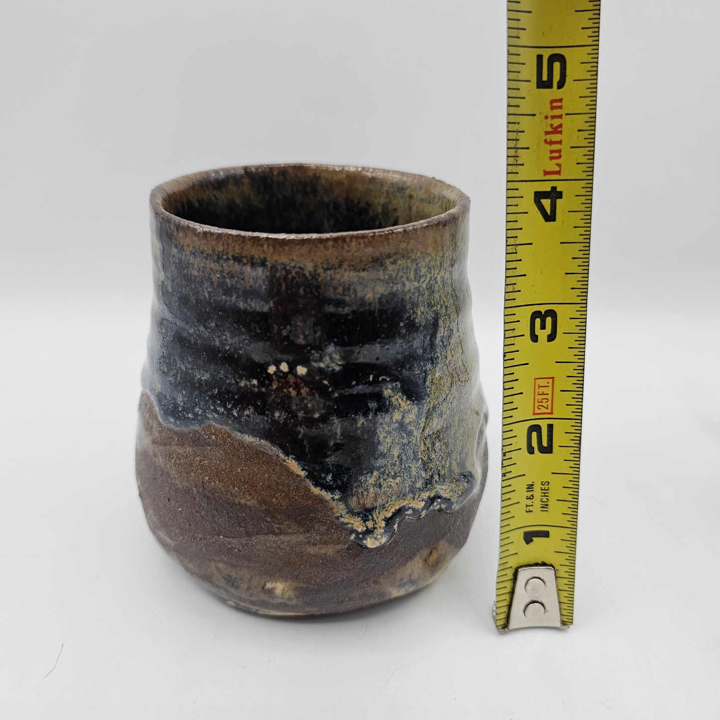 Artisan Pottery Blue and Brown Drip Glazed Cup or Holder