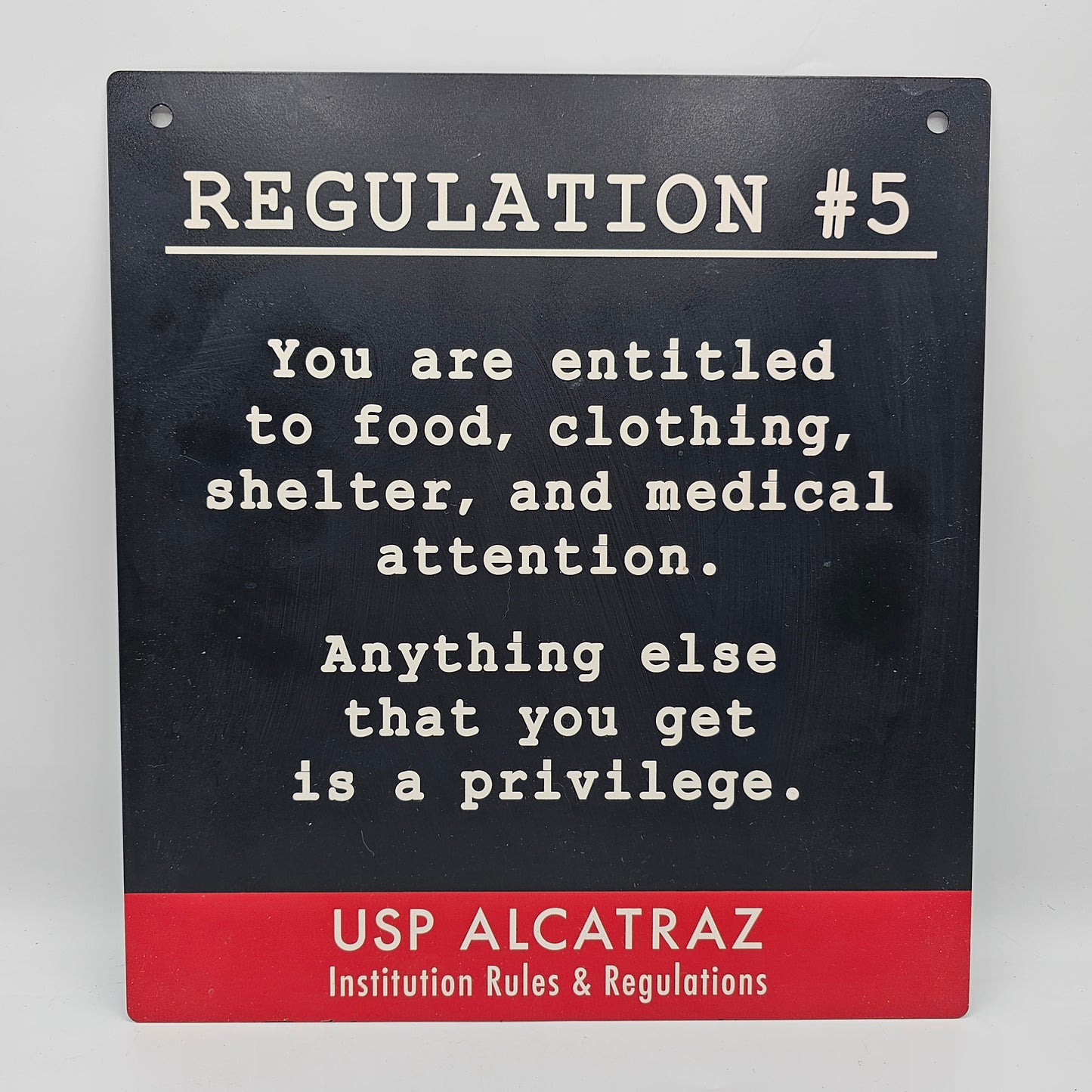 Alcatraz Regulation #5 Metal Plaque / Wall Sign