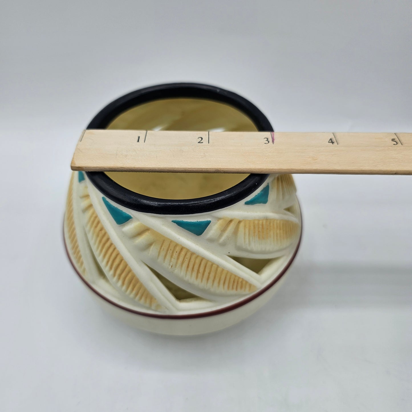 PartyLite Southwest Feather Pot Ceramic Votive or Tealight Candle Holder