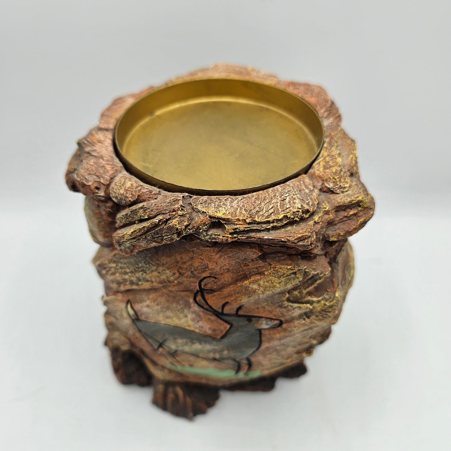 Cave Art Deer on Rock Resin Pillar Candle Holder / Stand