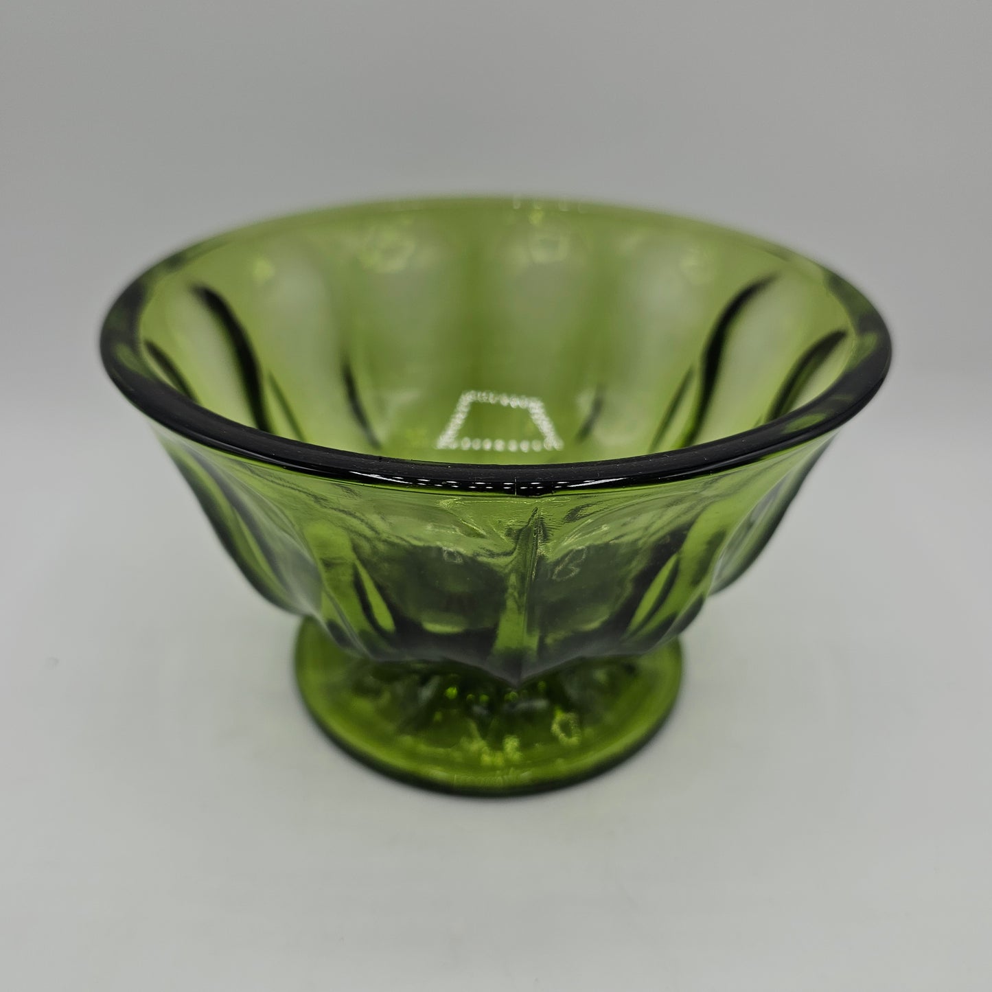 Indiana Glass Green Thumbprint Pedestal Bowl