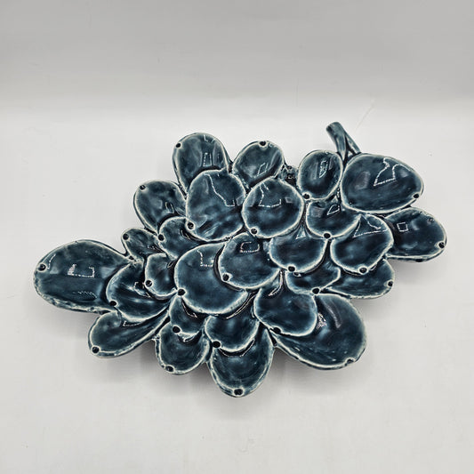 Vintage Mid Century Modern Ceramic Artisan Blue Grapes Trinket Dish
