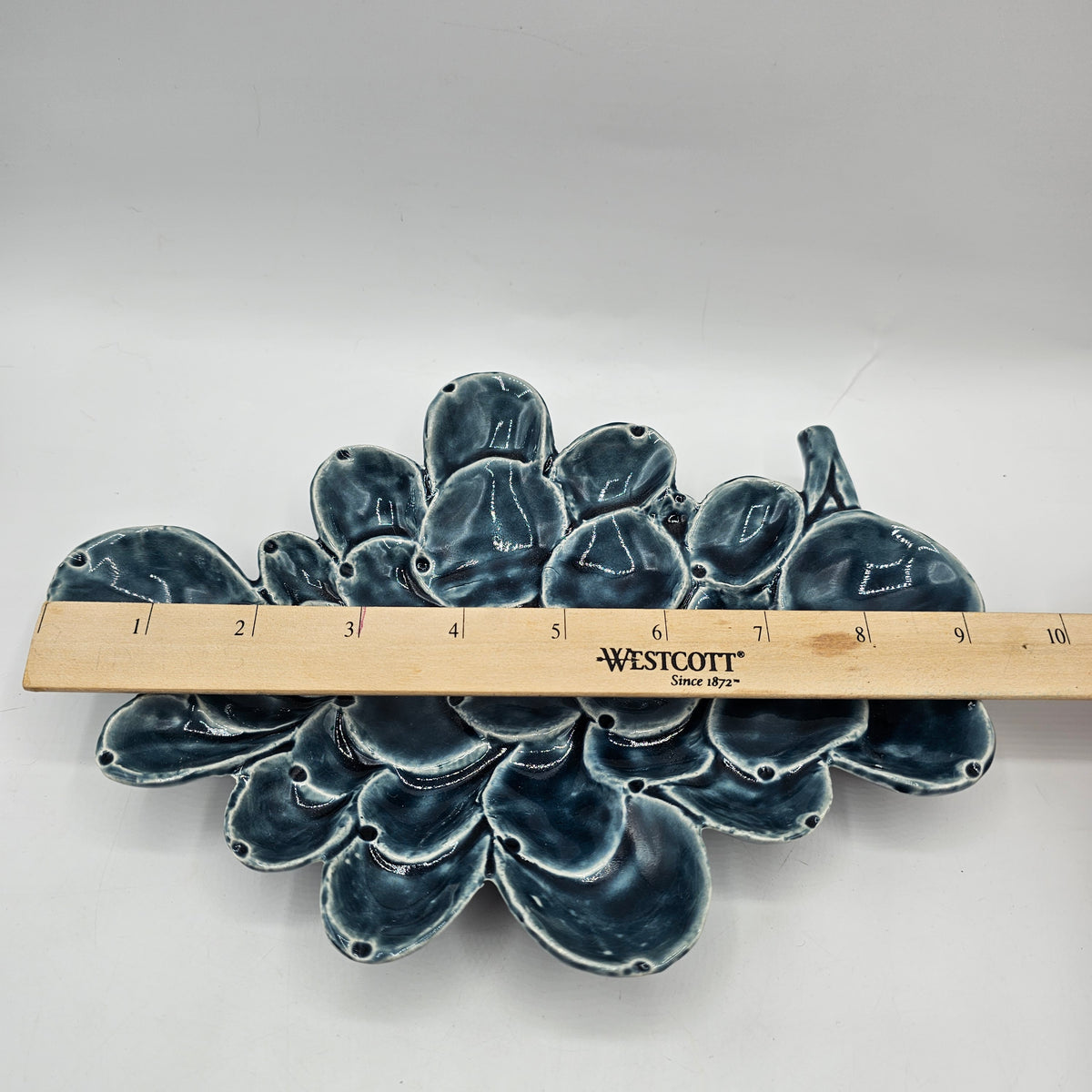 Vintage Mid Century Modern Ceramic Artisan Blue Grapes Trinket Dish