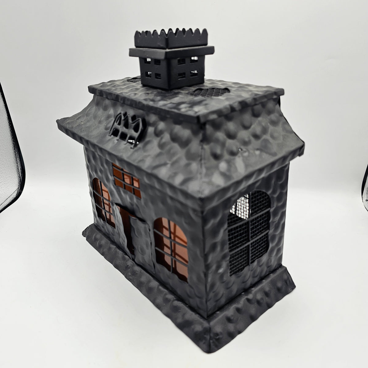 Black Metal Light Up Halloween Haunted House Decor with Tea Lites
