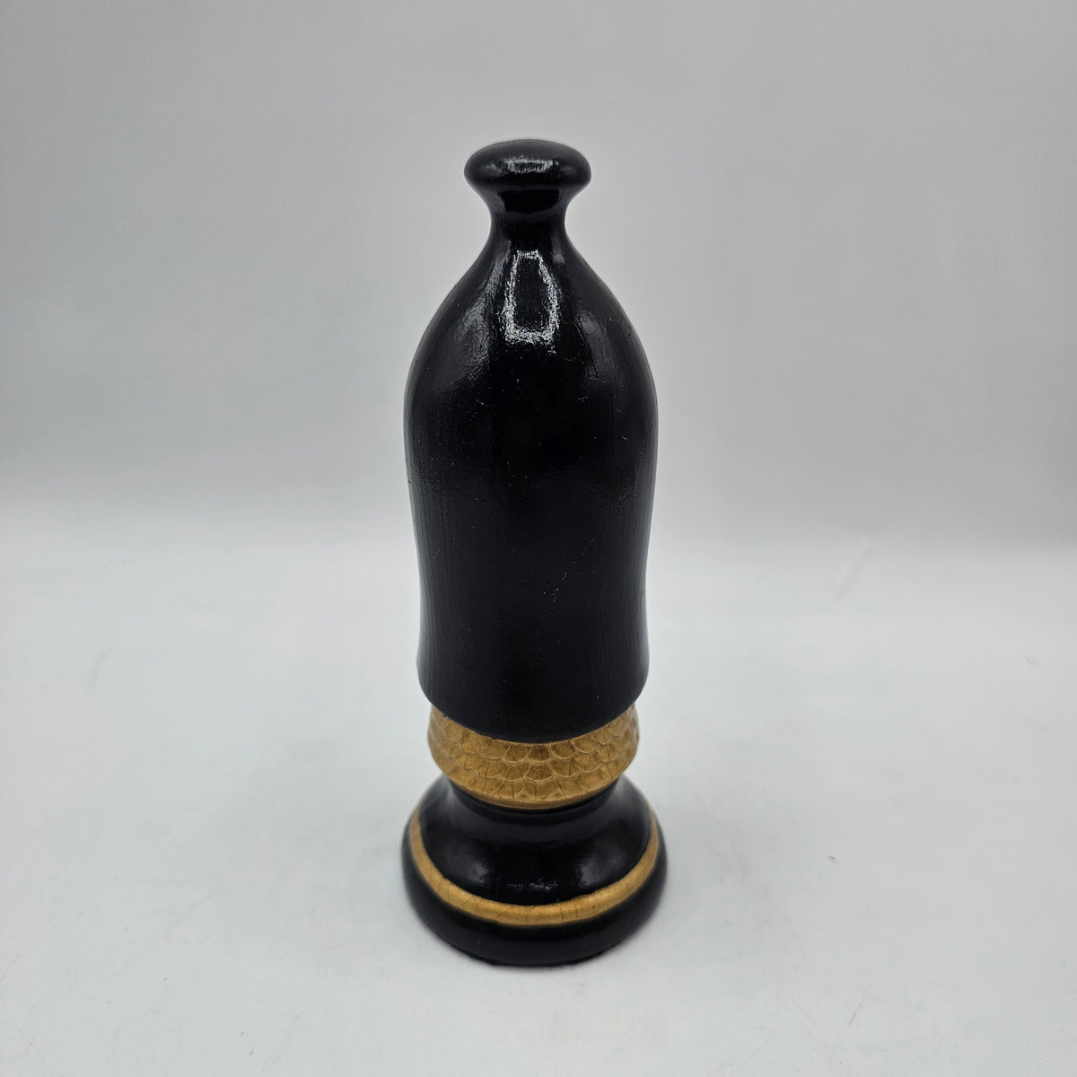 Vintage Duncan Ceramic Mold Chess Piece - Hand Painted Black Pawn