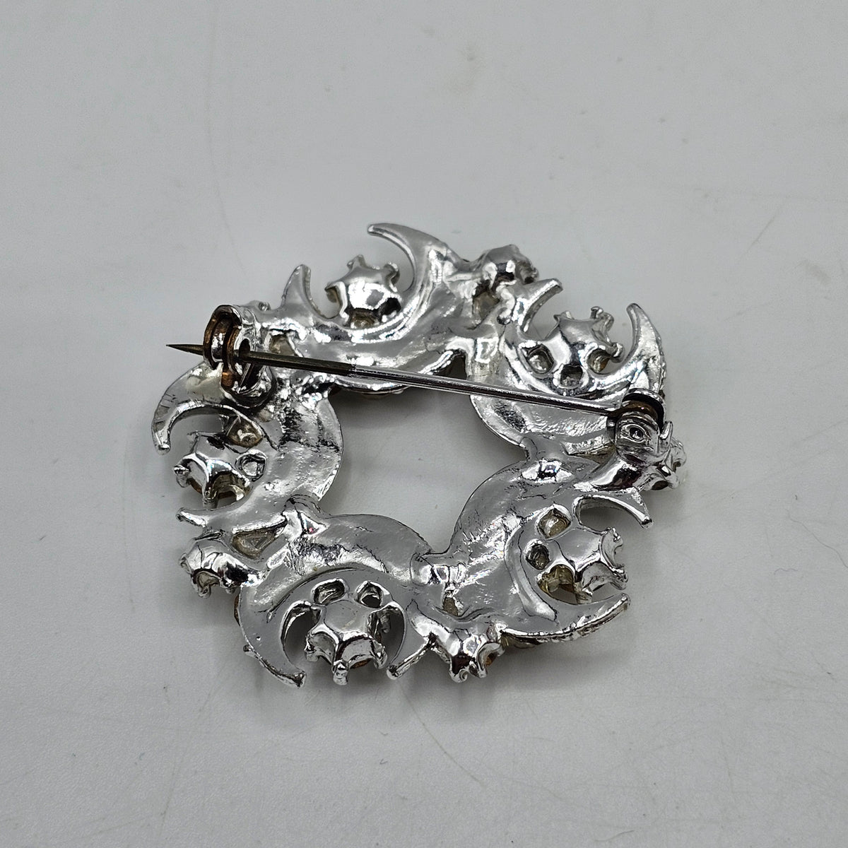 Vintage Moon and Stars Pin Brooch Silver Tone - unsigned