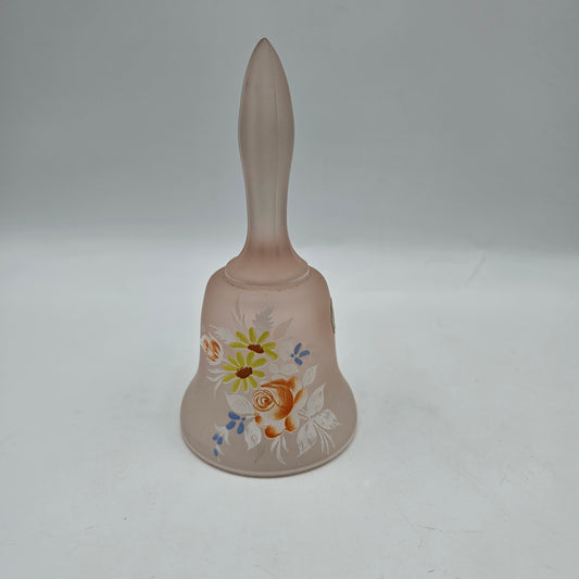Pink Glass Westmoreland Bell with Floral Design