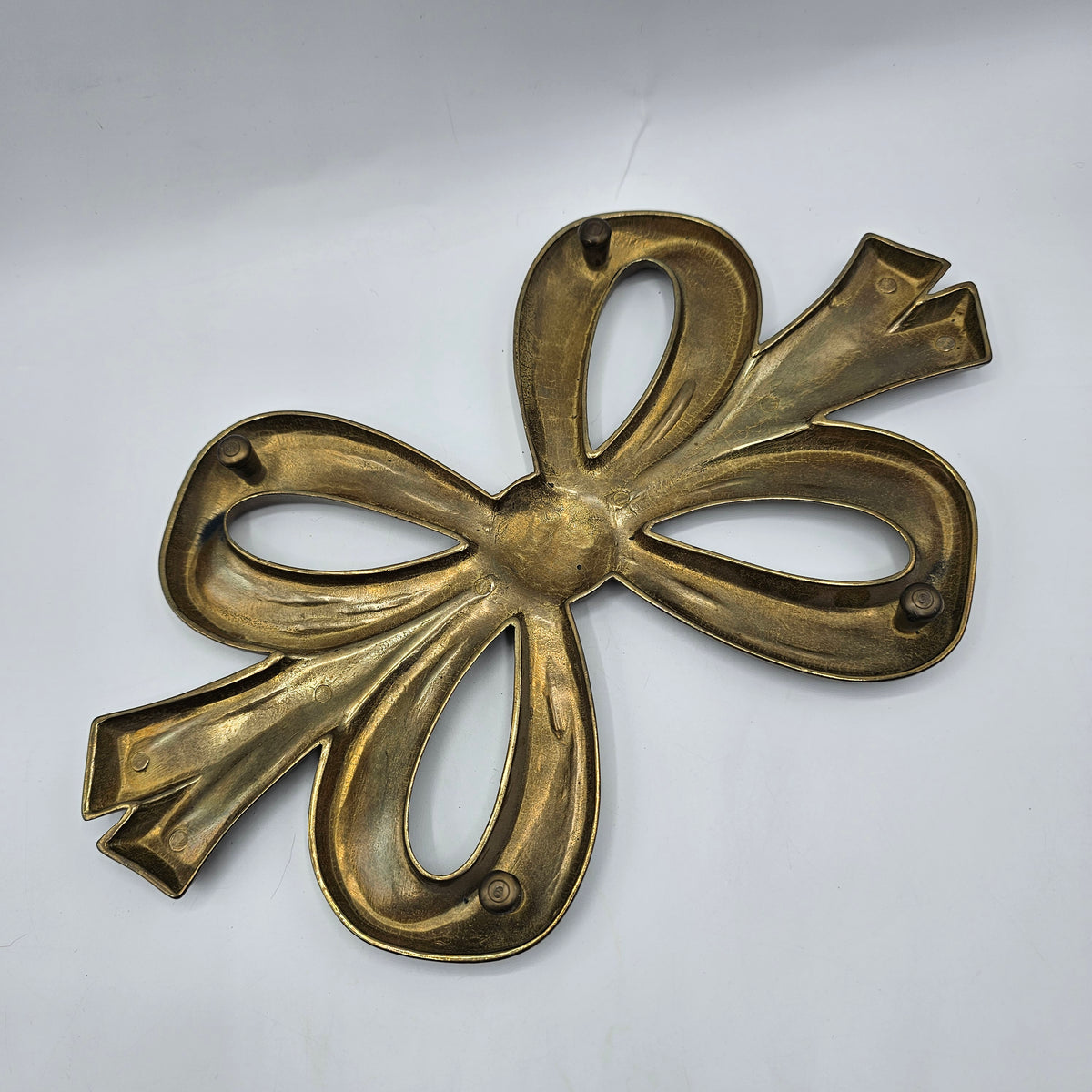 Vintage Brass Bow Trivet Hot Plate