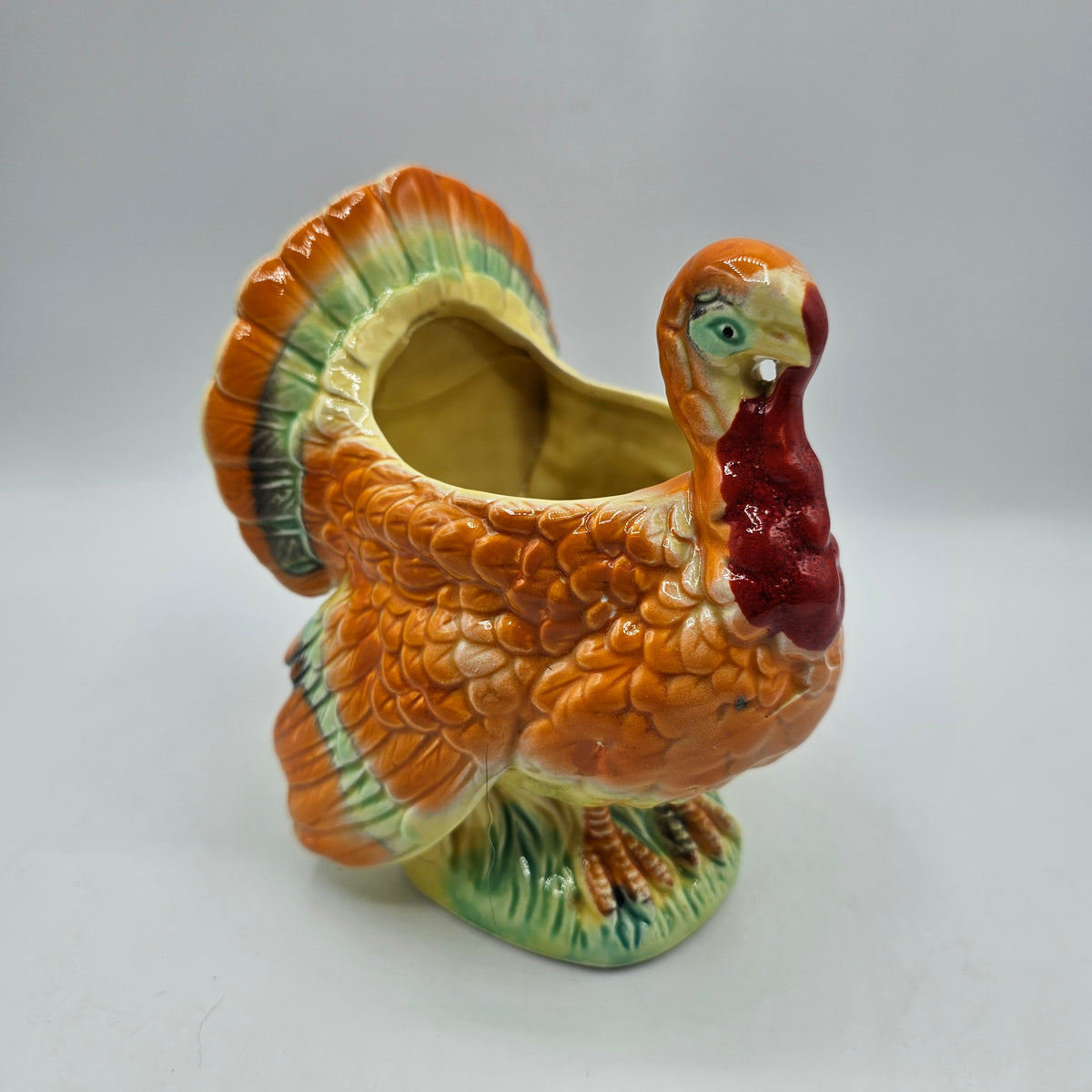 Vintage Porcelain Thanksgiving Turkey Planter Centerpiece