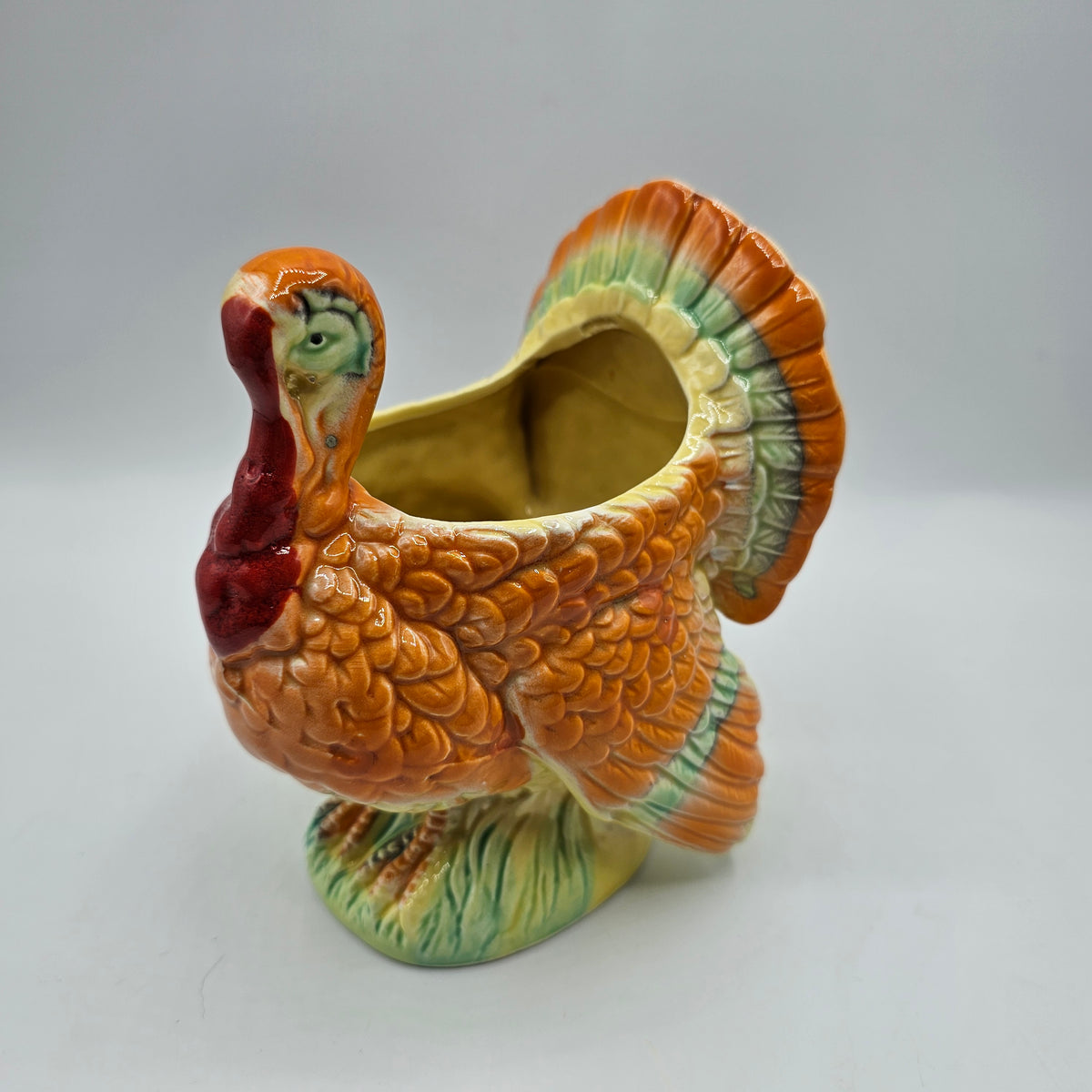 Vintage Porcelain Thanksgiving Turkey Planter Centerpiece
