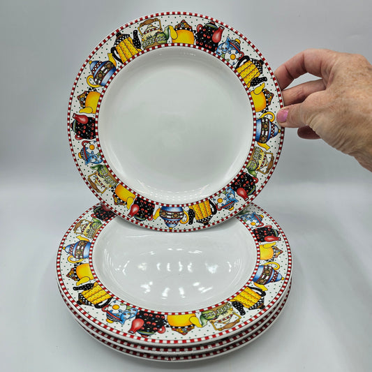 Mary Englebreit Teapot Salad Plates by Sakura - 8" - Set of 4