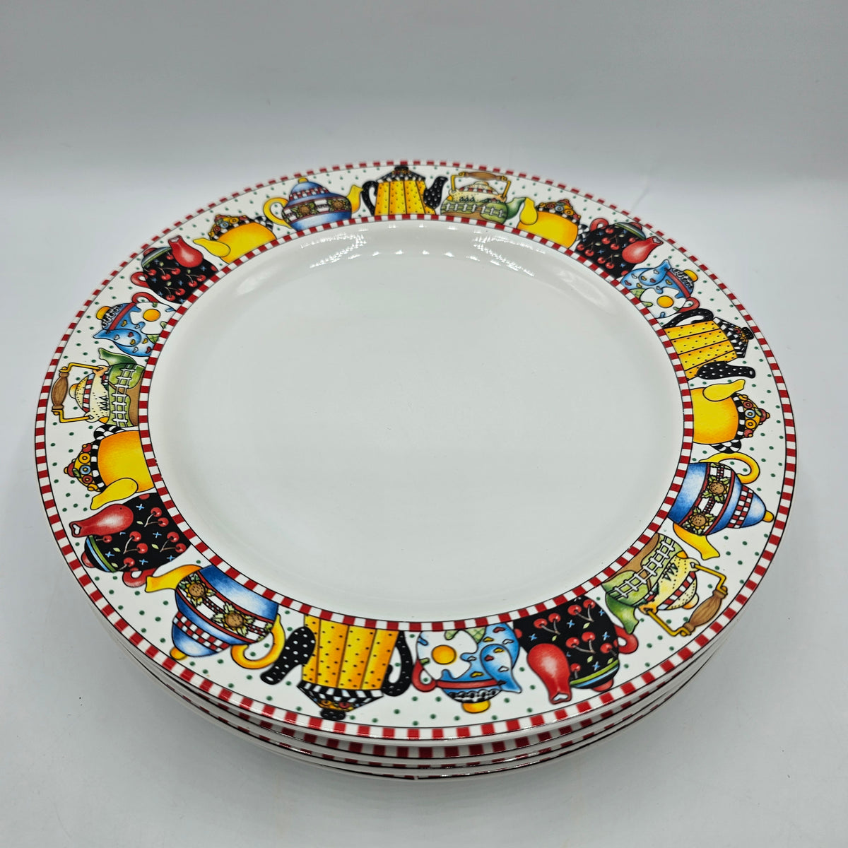 Mary Englebreit Teapot Salad Plates by Sakura - 8" - Set of 4