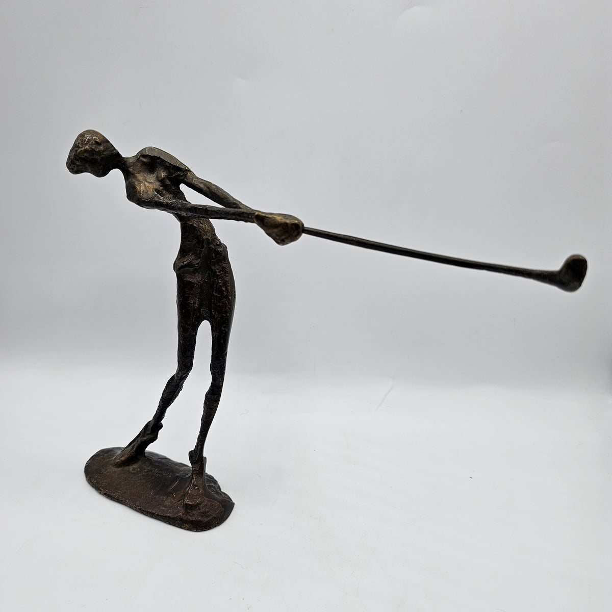 Vintage Alberto Giacometti Brutalist Style Bronze Golfer Sculpture 1960's