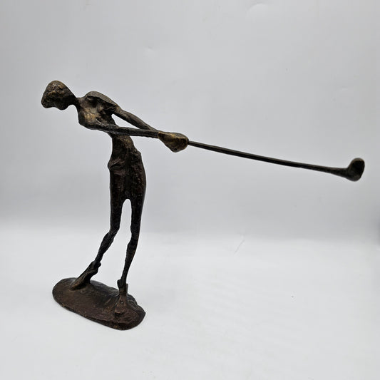 Vintage Alberto Giacometti Brutalist Style Bronze Golfer Sculpture 1960's