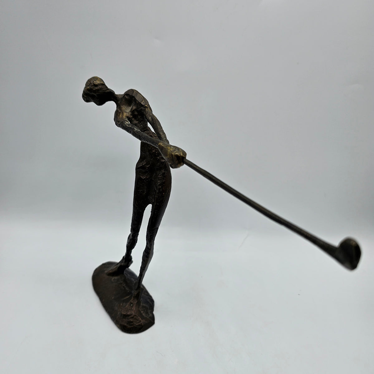 Vintage Alberto Giacometti Brutalist Style Bronze Golfer Sculpture 1960's