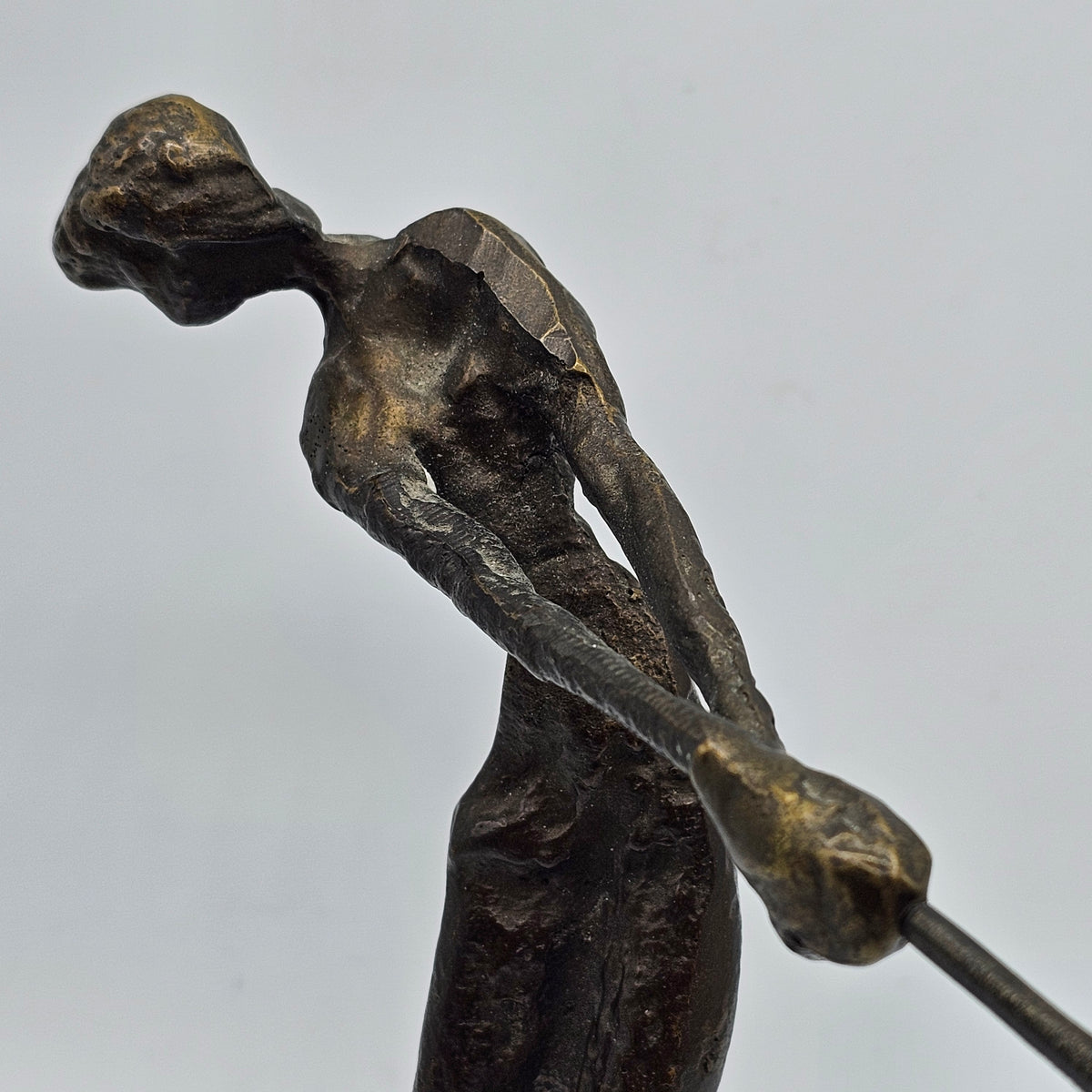 Vintage Alberto Giacometti Brutalist Style Bronze Golfer Sculpture 1960's