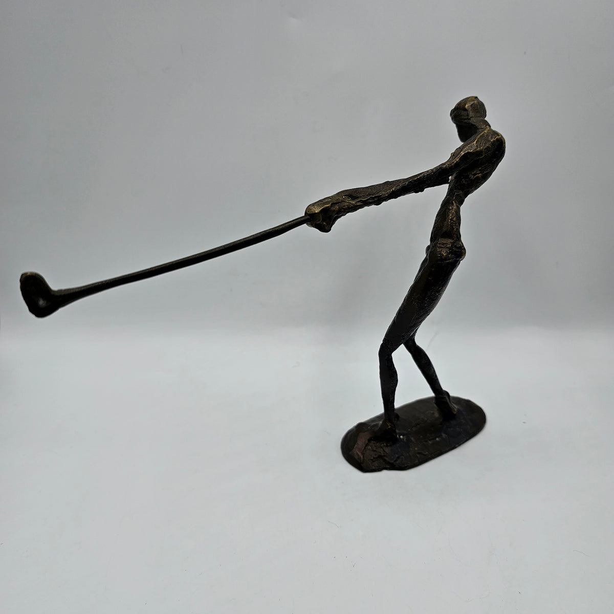 Vintage Alberto Giacometti Brutalist Style Bronze Golfer Sculpture 1960's