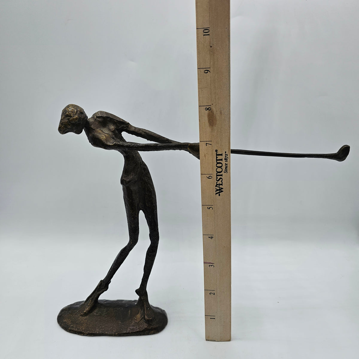 Vintage Alberto Giacometti Brutalist Style Bronze Golfer Sculpture 1960's