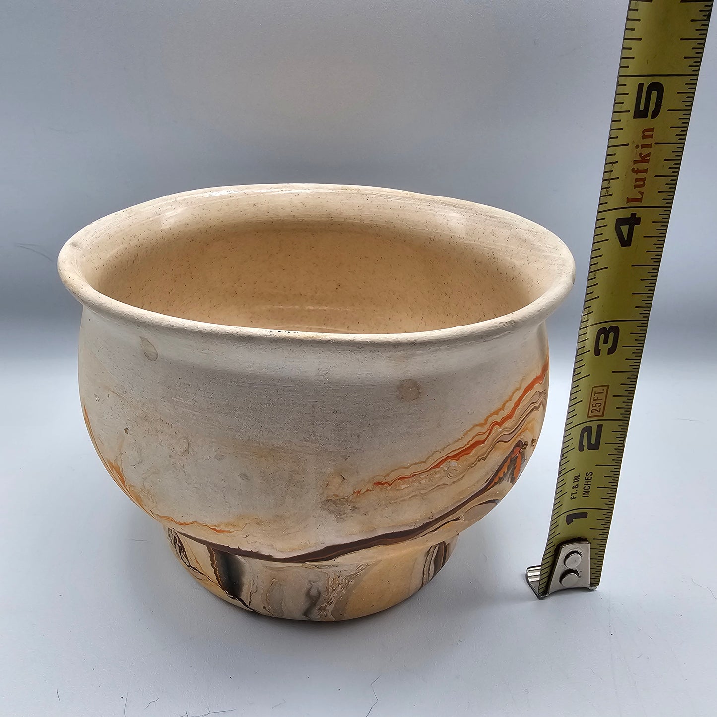 Nemadji Bowl with Orange Swirls