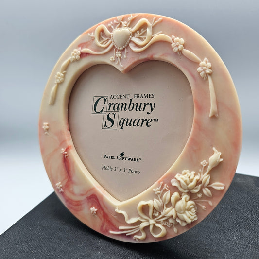 Pink Resin "Slag Glass Style" Heart Shaped Picture Frame