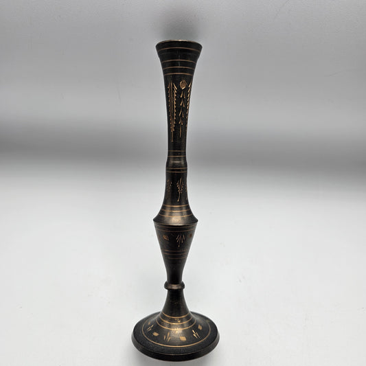 Vintage Cut to Brass Bud Vase