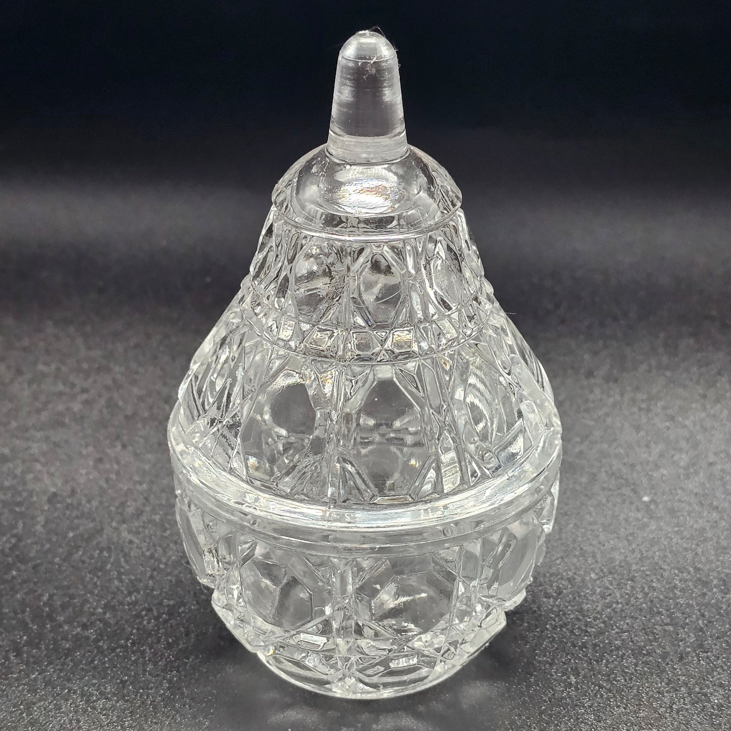 Vintage Crystal Pear Lidded Candy or Trinket Dish