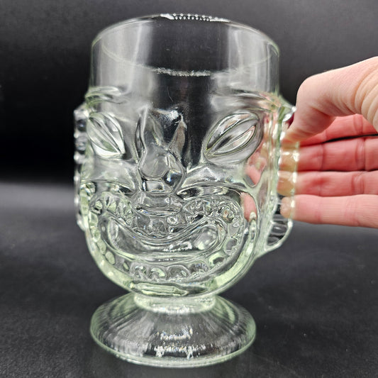 Happy / Sad Face Tiki Style Pedestal Glass
