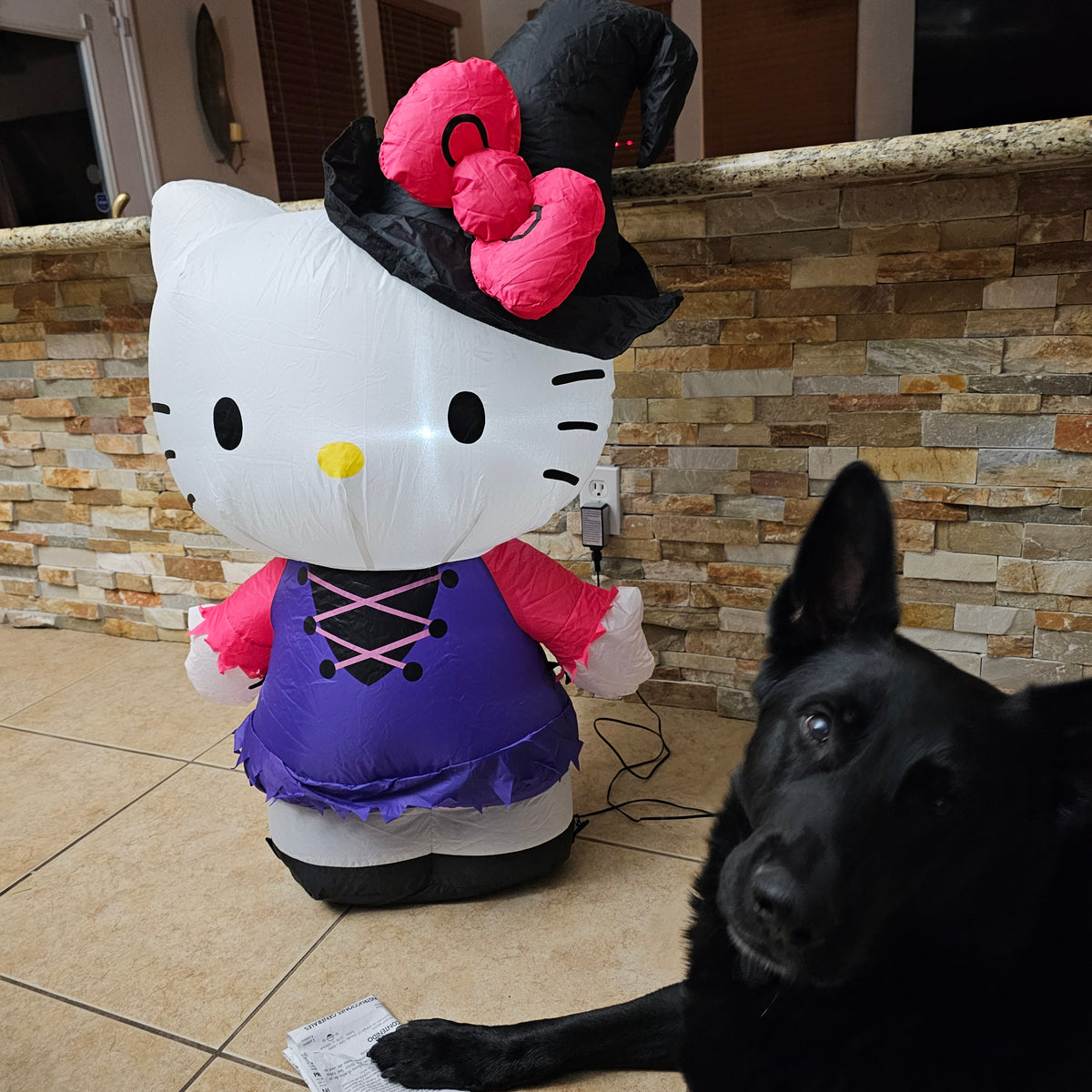 Hello Kitty Inflatable Light Up Halloween Witch 3.3' Yard Decor - RARE