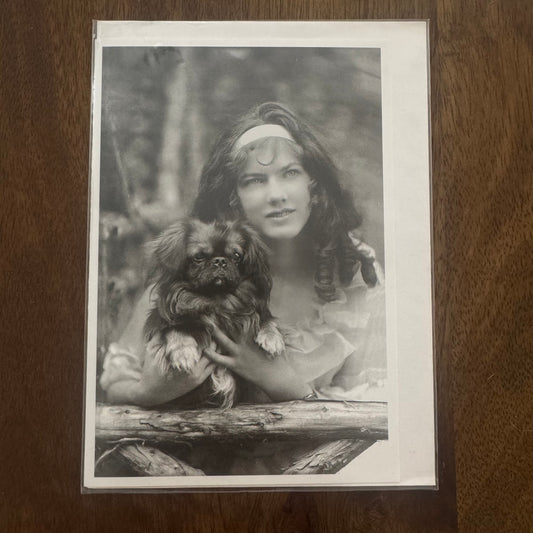 Woman and Dog in Woods - Greeting Card #B-66