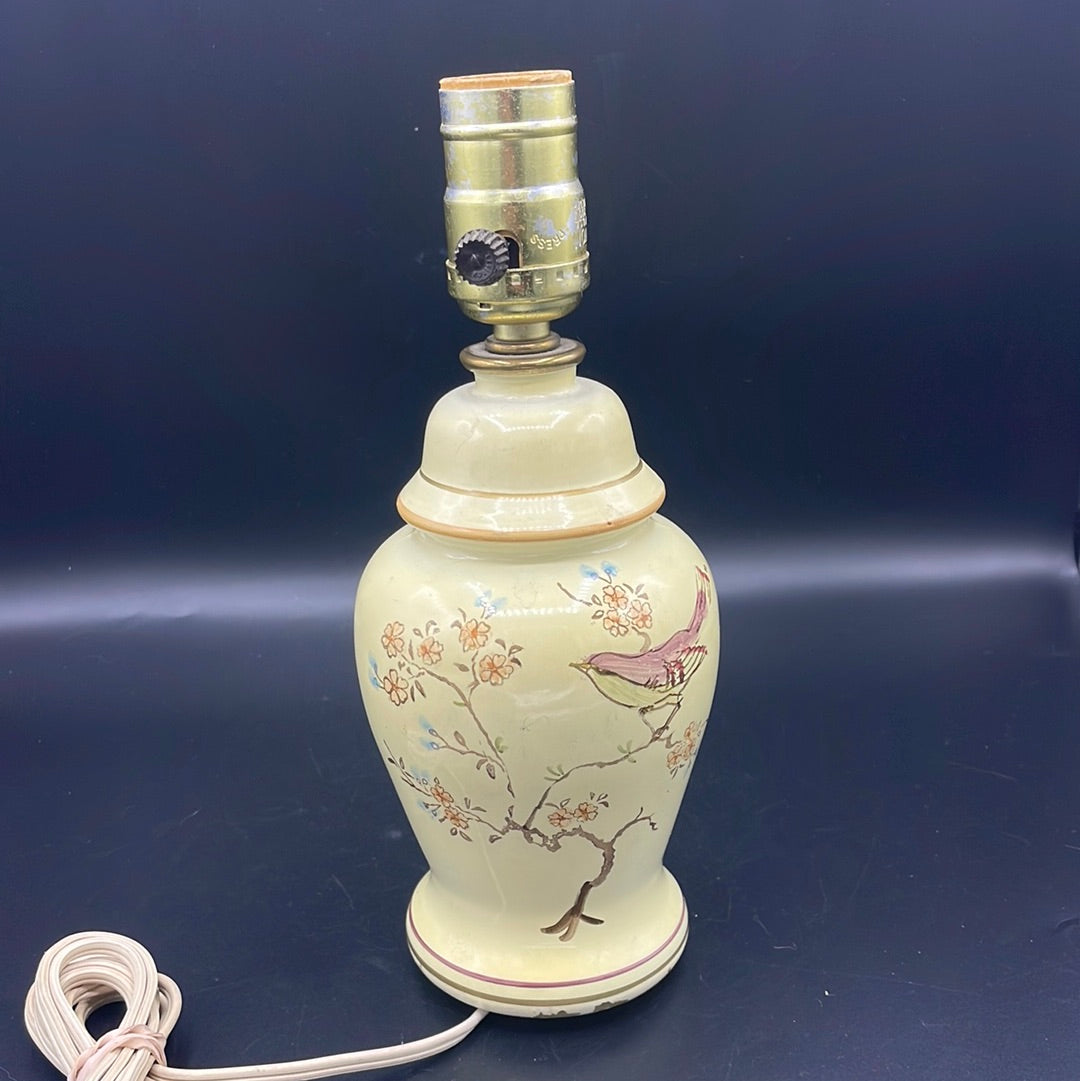 Vintage Hand Painted Table Lamp with Bird
