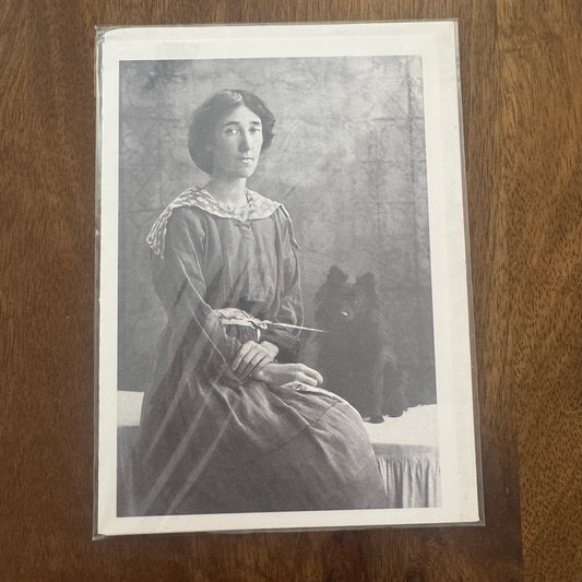 Woman Seated With Small Black Dog - Greeting Card #A-02