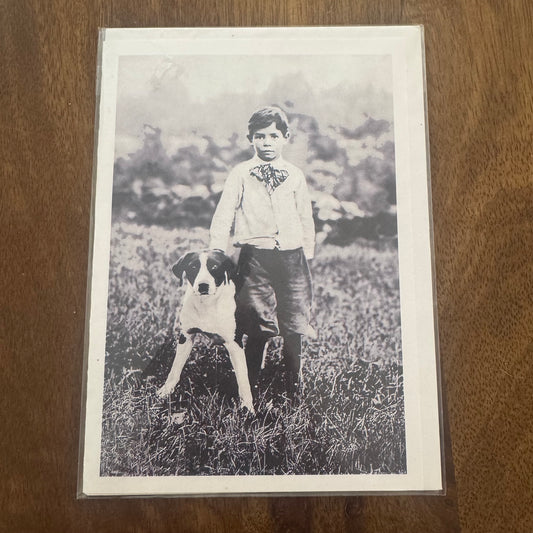 Boy and Dog in Field - Greeting Card #A-01