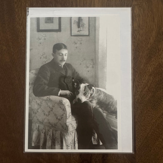 Man and Dog in Armchair - Greeting Card #C-66