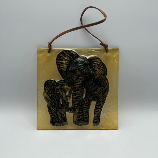 Reverse Painted Elephant Tile