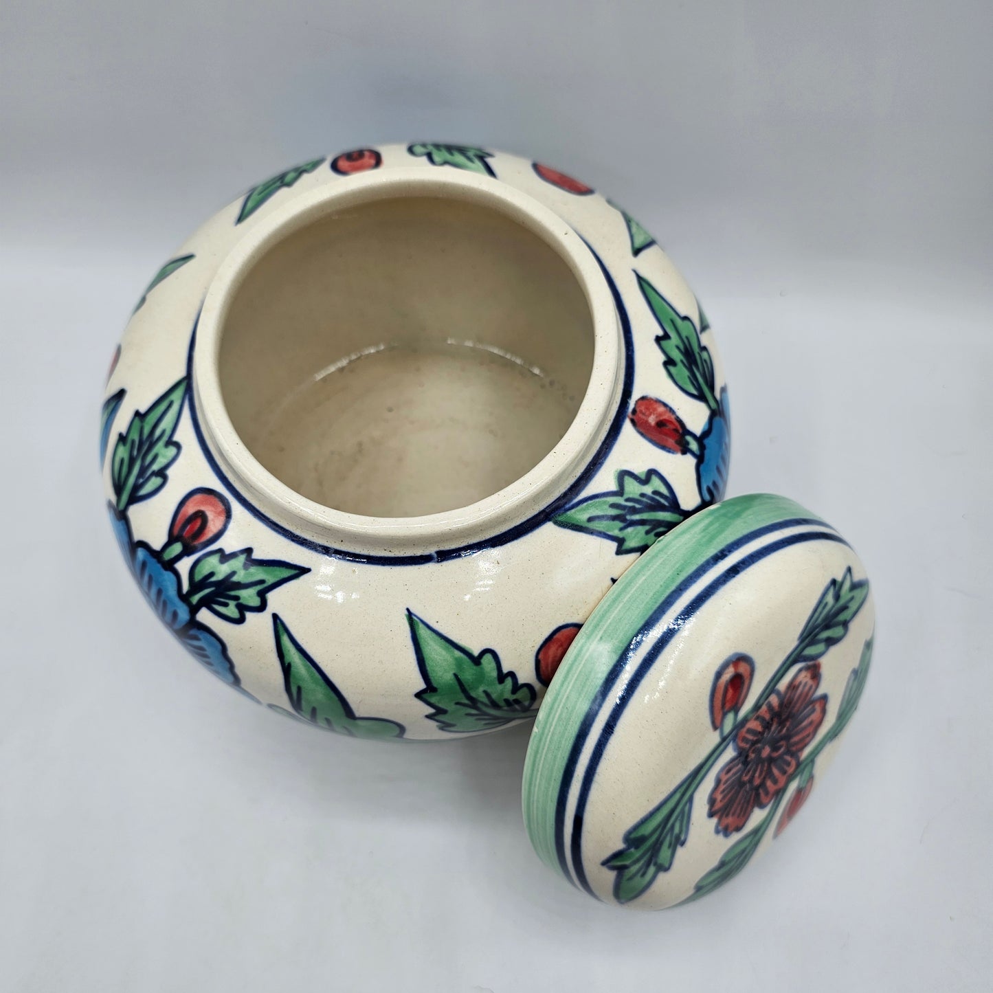 Large Floral Ginger Jar / Cookie Jar with Lid
