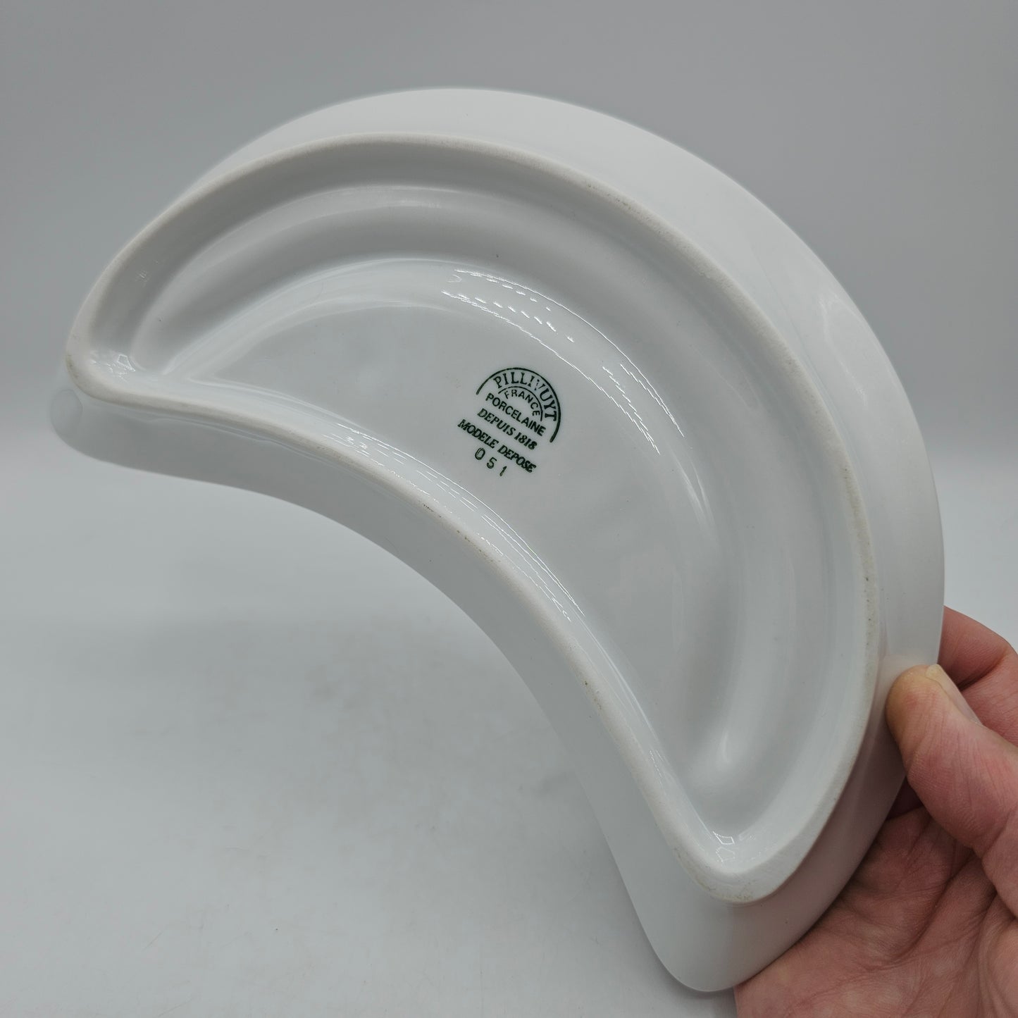 Pillivuyt of France White Porcelain Olive Dish in the Depose Pattern