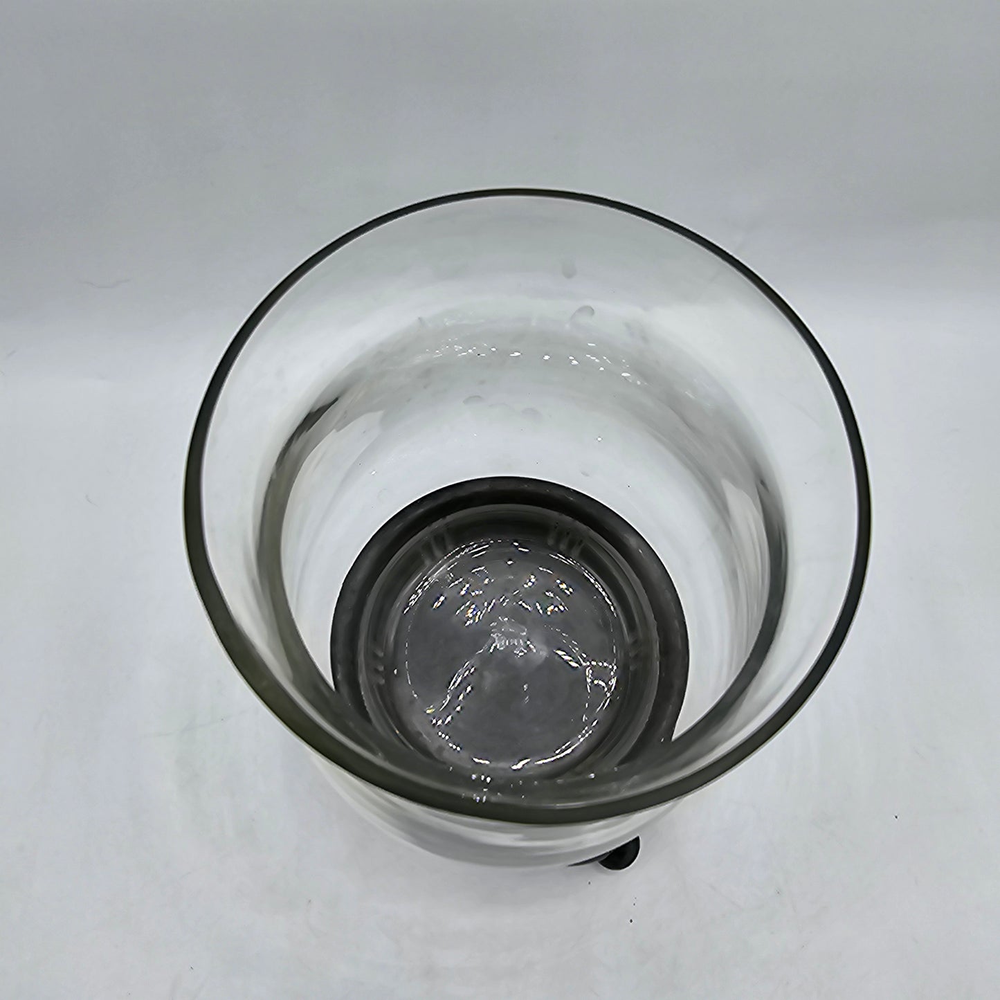 Pottery Barn Metal Candle Holder with Glass Shade - 6" tall