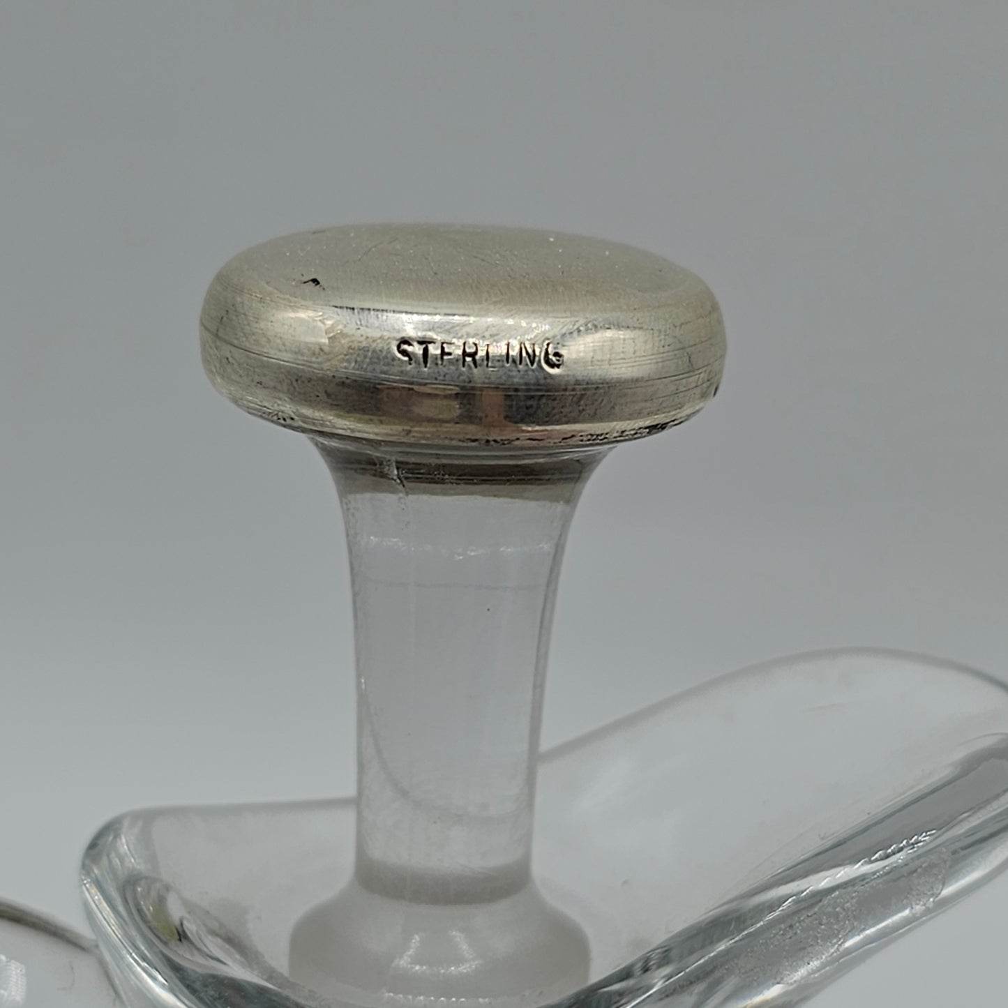 Clear Glass Cruet with Sterling Silver Topped Stopper
