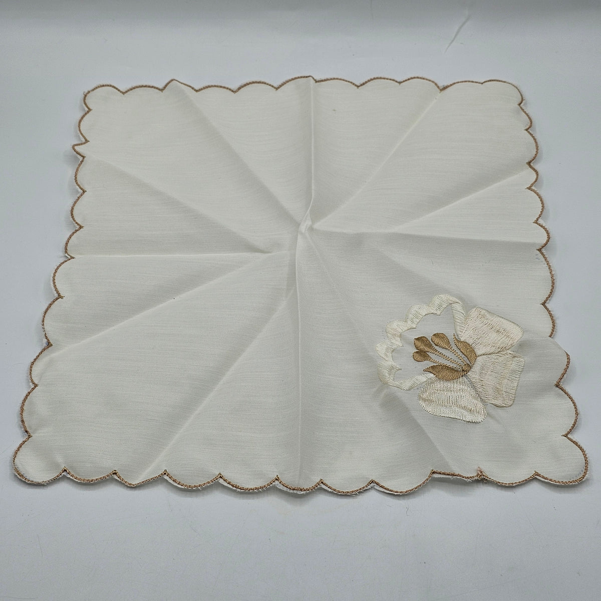 Embroidered Flower Cotton Handkerchief / Hanky - Set of 5