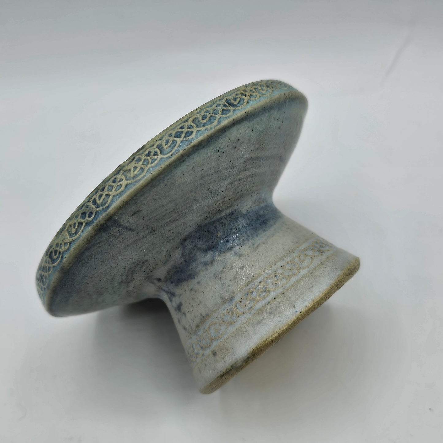 Conwy Art Pottery Celtic Pillar Candle Holder with Celtic Knot Design