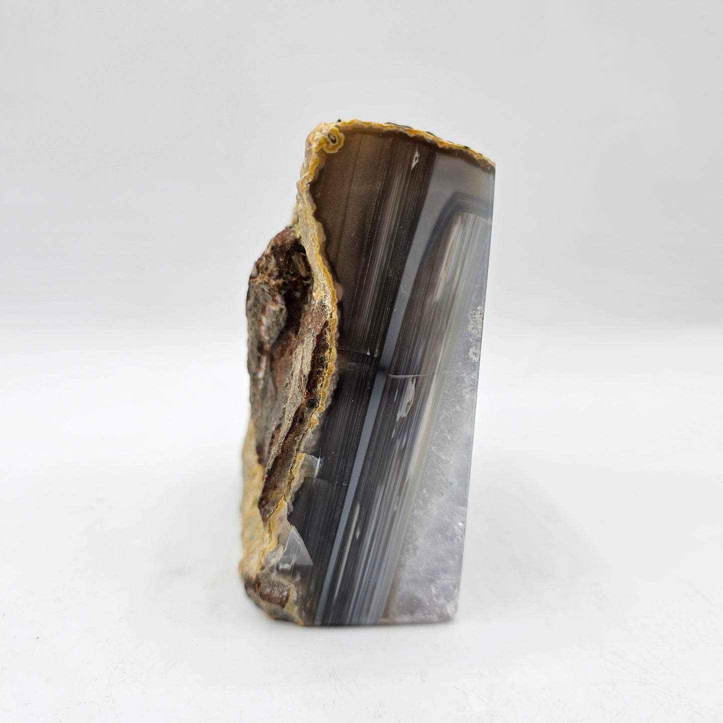 Polished Blue Gray Agate Geode Rock Bookend