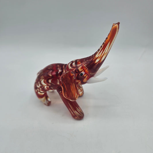 Lenox Art Glass Swirled Elephant Figurine - Red