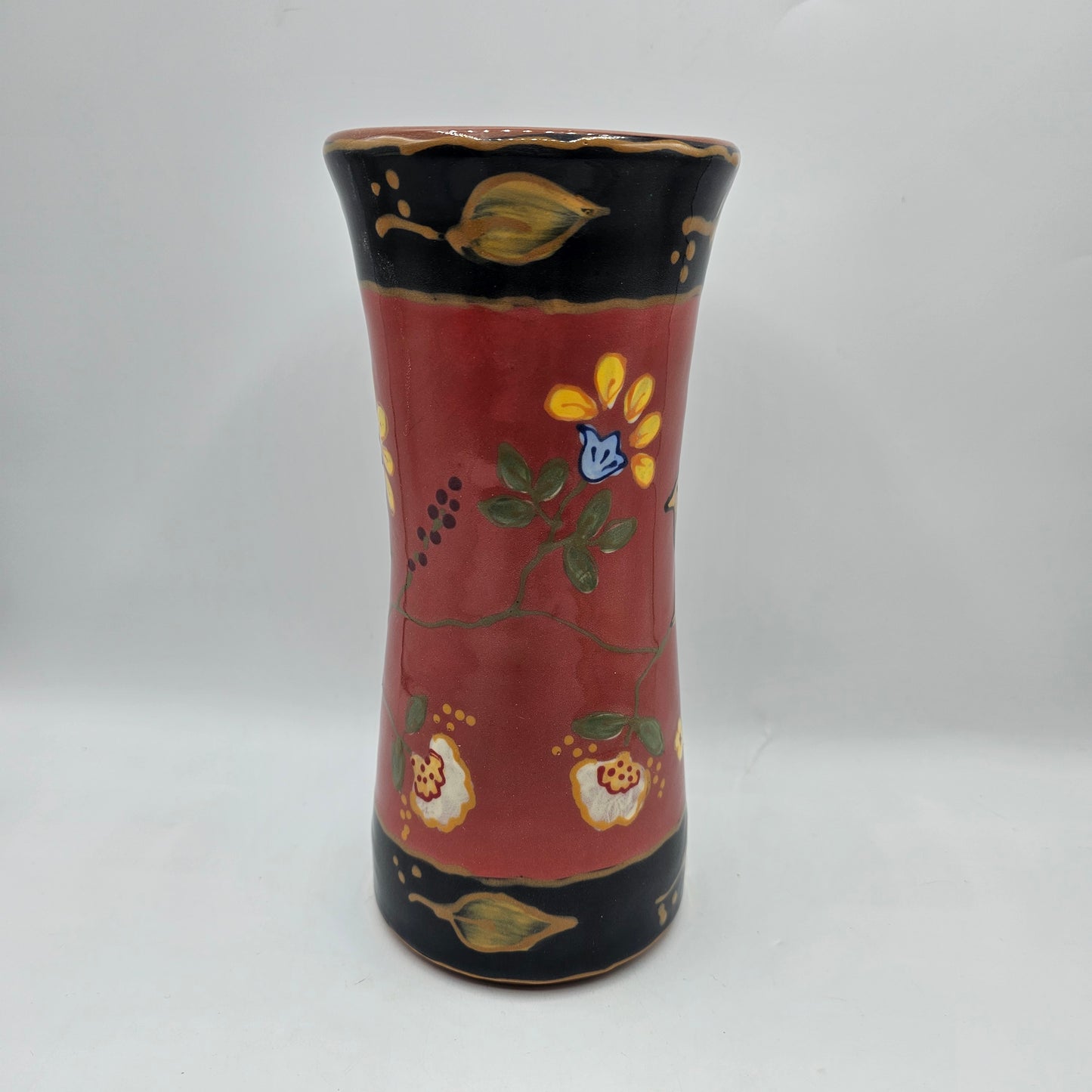 Fired Up Studios Art Pottery Vase - Chelsea Garden Pattern with Bird