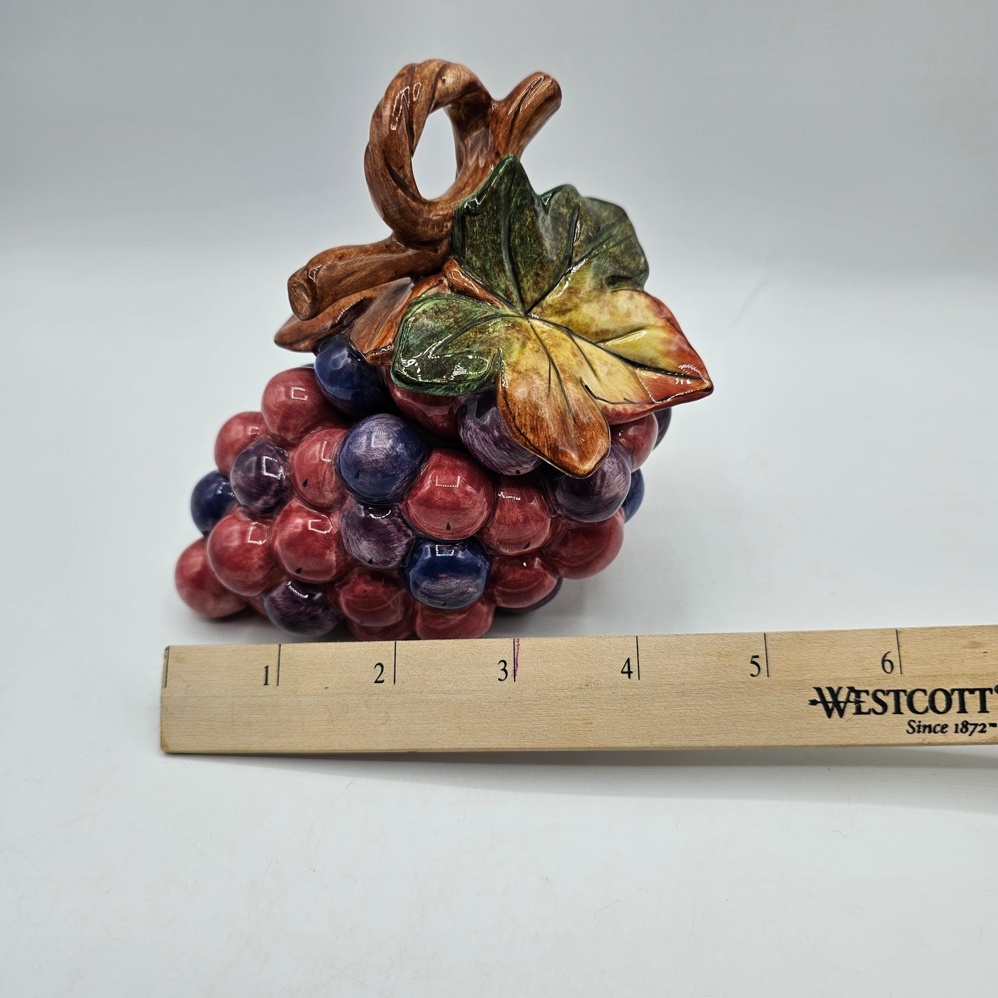 Ceramic Red Grape Design Lidded Sugar Bowl or Trinket Fish by Fitz and Floyd